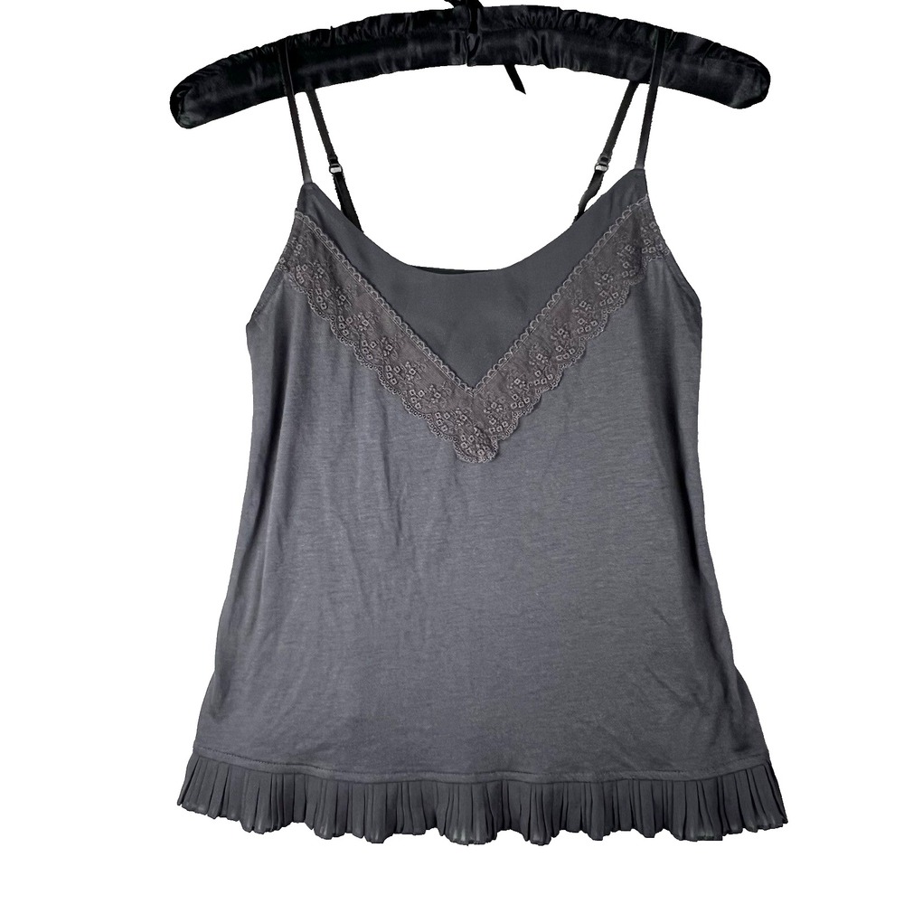 AMERICAN EAGLE OUTFITTERS Cami Tank Top Women Size XS Gray Y2K Style Lace Detail - Picture 1 of 10